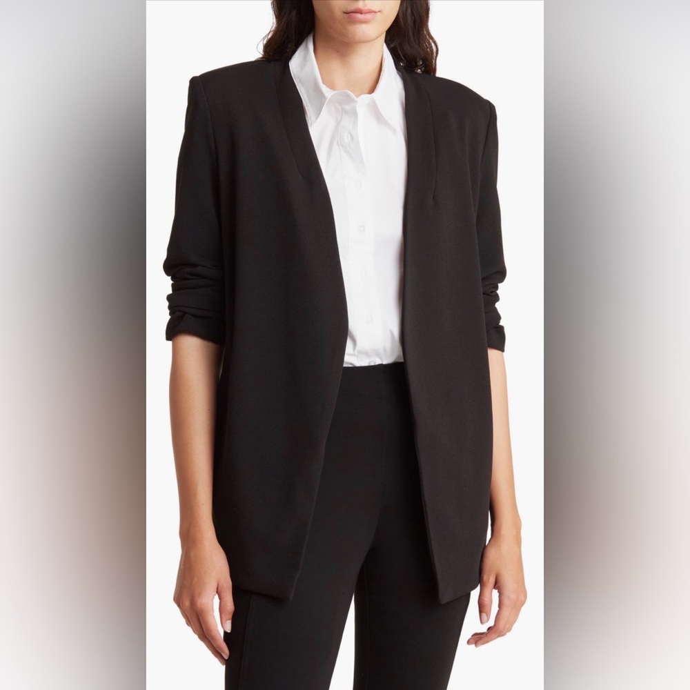 NWT | T Tahari | Collarless Open Front Blazer | Black | XS